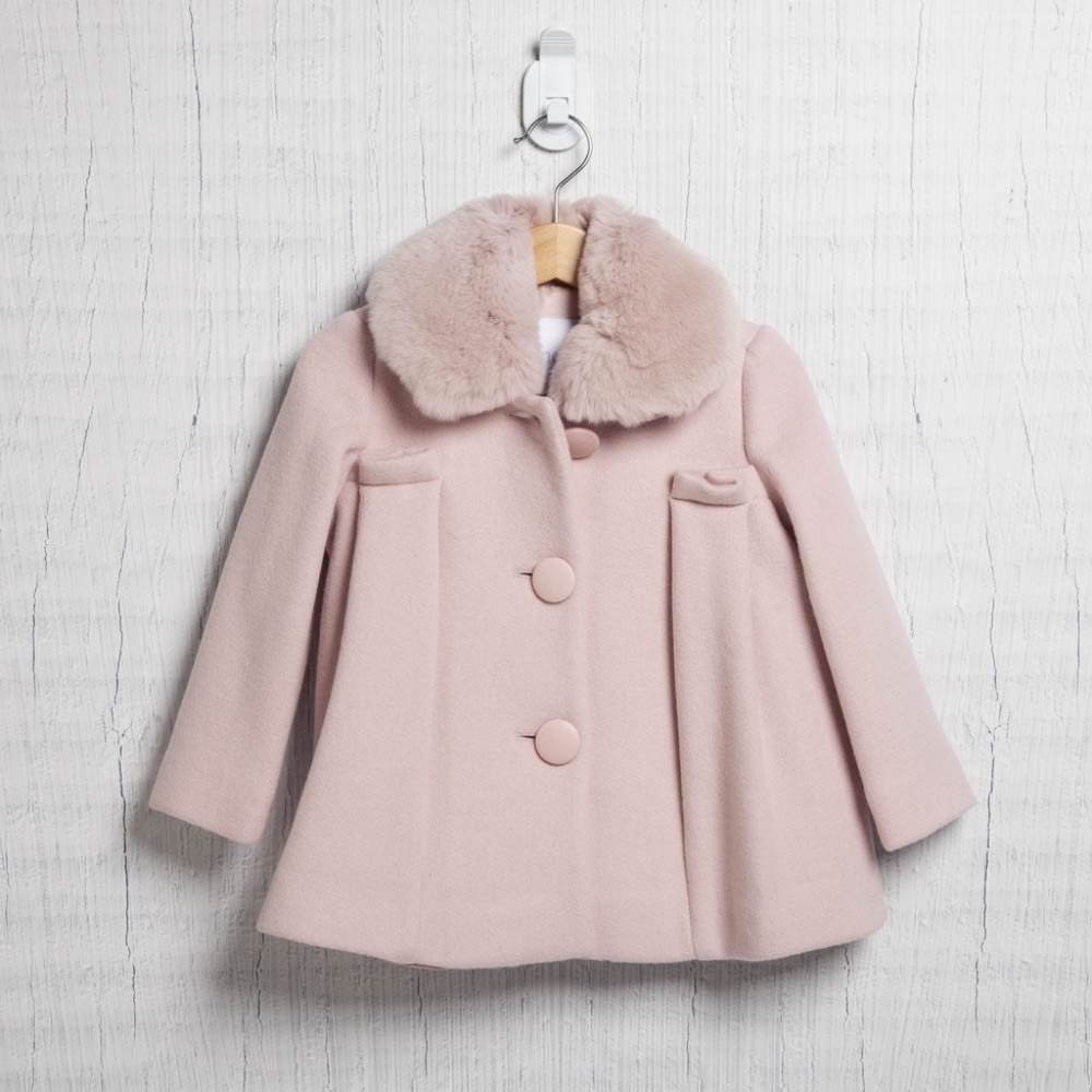 Atelier Pinolini Pink Wool Rabbit Fur Pea Coat